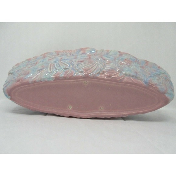 Royal Haeger Hickman Large Art Deco Console Planter Mauve Pink Floral 18" Vintag - Picture 11 of 12